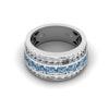 0.93 CT Natural Round Diamond with Blue Stone Hip-Hop Ring