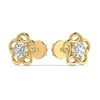 Floral Solitaire Round Natural Diamond Stud Earrings