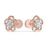 Floral Solitaire Round Natural Diamond Stud Earrings