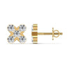 Cross Five Stone Natural Diamond Stud Earrings