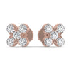 Cross Five Stone Natural Diamond Stud Earrings