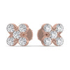 Cross Five Stone Natural Diamond Stud Earrings