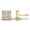 Natural 0.88 CT Round Diamond Square Shape Stud Earrings