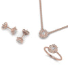 Diamond Ring Earrings Pendant Floral Jewelry Set