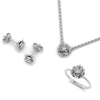 Diamond Ring Earrings Pendant Floral Jewelry Set