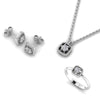 Solitaire Diamond Jewelry Set with Pendant Earrings and Ring