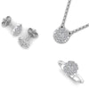 Diamond Cluster Ring Earrings Pendant Jewelry Set