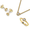 Bezel Set Diamond Jewelry Set with Ring Earrings and Pendant