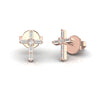 Baguette and Round Diamond Cross Stud Earrings