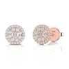Baguette and Round Diamond 0.42 CT Stud Earrings