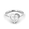 Cross Religious Round Diamond Heart Ring