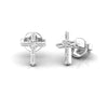 Baguette and Round Diamond Cross Stud Earrings