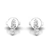 Baguette and Round Diamond Dainty Stud Earrings