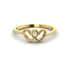 Double Heart Round Diamond Minimalist Ring
