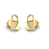 Round Diamond Lock Style Stud Earrings