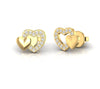 Double Heart Diamond Minimalist Stud Earrings