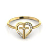 Cross Religious Round Diamond Heart Ring