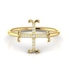 Round Diamond Cross Religious Symbolic Ring