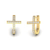 Cross Religions Diamond 0.57 CT Huggie Earrings