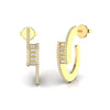Baguette and Round Diamond Open Huggie Earrings